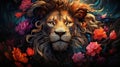 Enter a realm of artistic imagination where a surreal lion portrait captivates with its whimsical charm