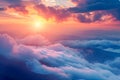 Clouds over the mountains above the sunset, romantic moonlit seascapes,fantasy landscapes , brightly colored, mist, iconic.