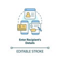 Enter recipient details concept icon