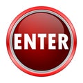 Enter round metallic red button Royalty Free Stock Photo