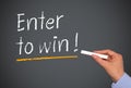 Enter to win on chalkboard Royalty Free Stock Photo