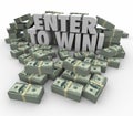 Enter to Win 3d Words Cash Money Stacks Contest Raffle Lottery Royalty Free Stock Photo