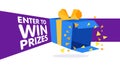 Enter to win prizes gift box. Cartoon origami style vector illustration