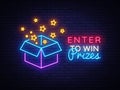 Enter to Win Prizes Neon Sign Vector. Gift neon sign, Win super prize design template, modern trend design, night neon