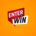 Enter to win prizes vector isolated sticker. Winner sign on yellow background design element Royalty Free Stock Photo