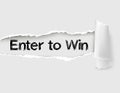 Enter to win text on paper. Word Enter to win on torn paper. Concept Image Royalty Free Stock Photo