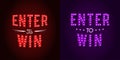 Enter to Win Vector Sign, Win Prize, Win in Lottery Royalty Free Stock Photo