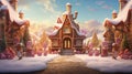 Enter a whimsical world with this Pixar Studio-style scene showcasing a delightful array of gingerbread characters in high