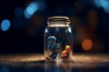 A jar containing a tiny, moving robot