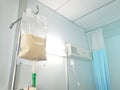 Enteral feeding bag on IV pole