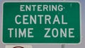 Entering Central Time Zone Road Sign