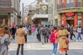 Entering a crowded hutong at Qianmen St.