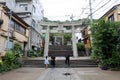 Entering the entrance gate of Suwa Shrine of Nagasaki from the main street