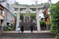 Entering the entrance gate of Suwa Shrine of Nagasaki from the main street