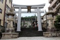 Entering the entrance gate of Suwa Shrine of Nagasaki from the main street