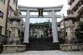 Entering the entrance gate of Suwa Shrine of Nagasaki from the main street