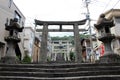 Entering the entrance gate of Suwa Shrine of Nagasaki from the main street