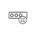 Entering login and fail hand drawn outline doodle icon.