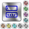 Entering login name and password rounded square steel buttons