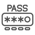 Entering secure password line icon, hacker attacks concept. Vector graphics. Password input form sign on white Royalty Free Stock Photo