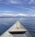 Entering Skadar lake on a wooden boat