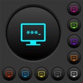 Entering to application dark push buttons with color icons Royalty Free Stock Photo