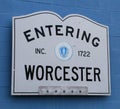 entering Worcester, Ma Sign inc 1722, at Polar Park ballfield Royalty Free Stock Photo