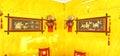 Enterior of chinese home. Yellow and red colors.