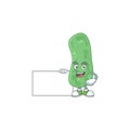 Enterobacteriaceae cartoon character concept Thumbs up having a white board