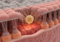 Enterocyte Apoptosis Causing Epithelial Erosion and Lamina Propria Exposure Royalty Free Stock Photo