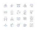 Enterprise Achievements line icons collection. Milests, Advancements, Breakthroughs, Innovations, Successes, Progress