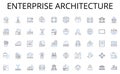 Enterprise architecture line icons collection. Majestic, Scenic, Peaks, Serenity, Summit, Wilderness, Adventure vector