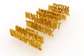 Enterprise, business conceptual golden 3D words. Alphabet, typography, rendering & background.