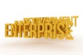 Enterprise, business conceptual golden 3D words. Rendering, alphabet, typography & caption.