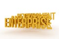 Enterprise, business conceptual golden 3D words. Rendering, message, style & typography.