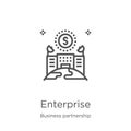 enterprise icon vector from business partnership collection. Thin line enterprise outline icon vector illustration. Outline, thin