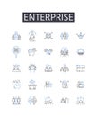 Enterprise line icons collection. Compliance, Policy, Security, Integrity, Management, Risk, Audit vector and linear