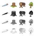 Enterprise, logger, ecology and other web icon in cartoon style.Wood, cutting, woodworking icons in set collection.