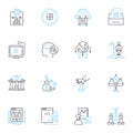 Enterprise Progress linear icons set. Innovate, Transform, Growth, Optimize, Modernize, Advance, Develop line vector and