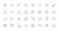 Enterprise Progress linear icons set. Innovate, Transform, Growth, Optimize, Modernize, Advance, Develop line vector and