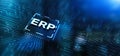 Enterprise Resource Planning ERP Corporate concept. Abstract background on server room background