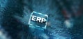 Enterprise Resource Planning ERP Corporate concept. Abstract background on server room background