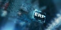 Enterprise Resource Planning ERP Corporate concept. Abstract background on server room background