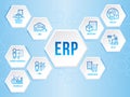 Enterprise resource planning ERP module Hexagon icon sign infographics art vector design