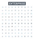 Enterprise vector line icons set. Corporation, Business, Industry, Work, Entity, Management, Commercial illustration