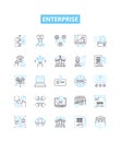 Enterprise vector line icons set. Corporation, Business, Industry, Work, Entity, Management, Commercial illustration