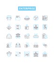 Enterprise vector line icons set. Corporation, Business, Industry, Work, Entity, Management, Commercial illustration