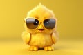 Entertaining Cute cartoon yellow chick. Generate Ai