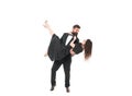 Entertainment active leisure. Couple in love romantic dance. Romantic evening date. Man carry attractive lady dancer