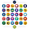 Entertainment, animals, textiles and other web icon in flat style.achievement, sport, business, icons in set collection.